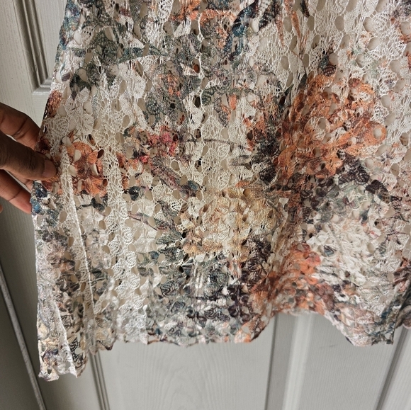 Frazzle Sheer Lace Blouse Womens Sz L Studed Lined High Low Coastal Y2k … - Picture 3 of 15